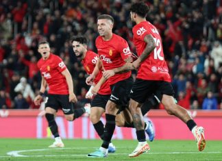 Nastasic celebrando su gol frente a Osasuna